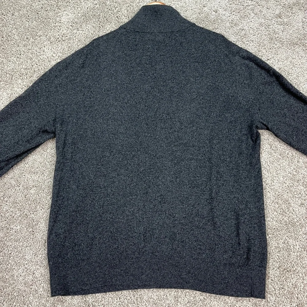 Banana Republic Pullover Mens Medium Charcoal Gray 1/4 Zip Sweater‎ Cashmere EUC